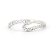 Silver Cubic Zirconia Wave Ring 6