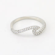 Alt View Silver Cubic Zirconia Wave Ring 9