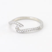 Side View Silver Cubic Zirconia Wave Ring 6