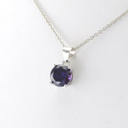 Sterling Silver Amethyst CZ Necklace