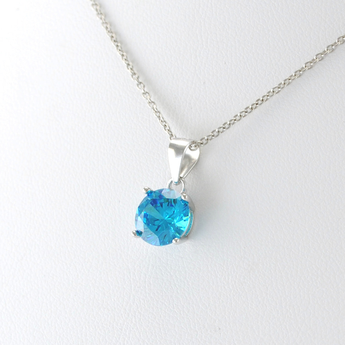 Sterling Silver Blue Topaz CZ Necklace
