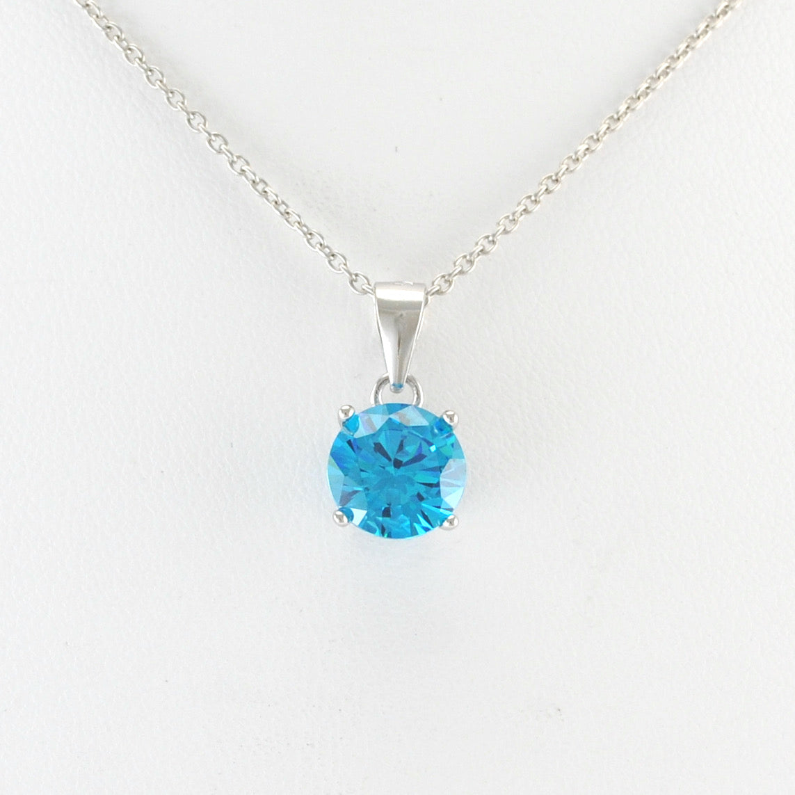 Alt View Sterling Silver Blue Topaz CZ Necklace