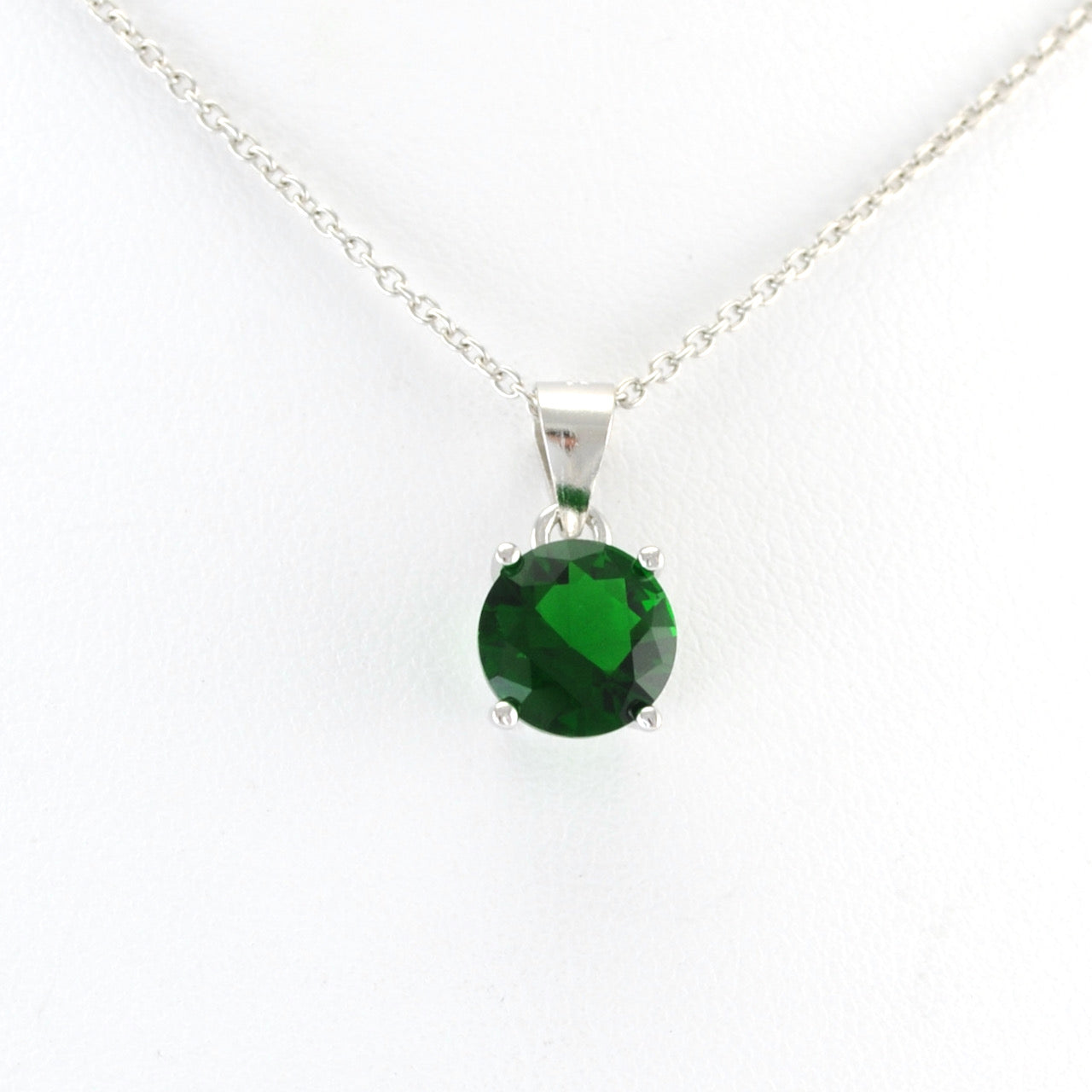 Alt View Sterling Silver Emerald CZ Necklace