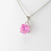 Sterling Silver Pink CZ Necklace