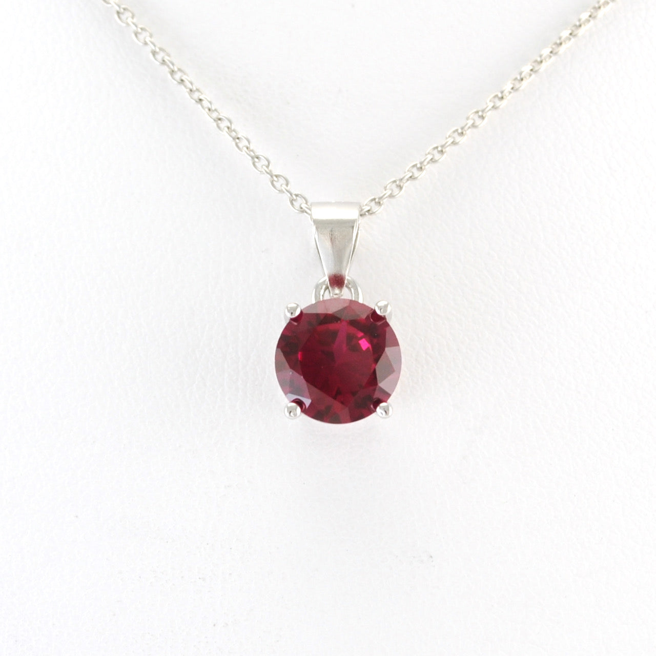 Alt View Sterling Silver Ruby CZ Necklace