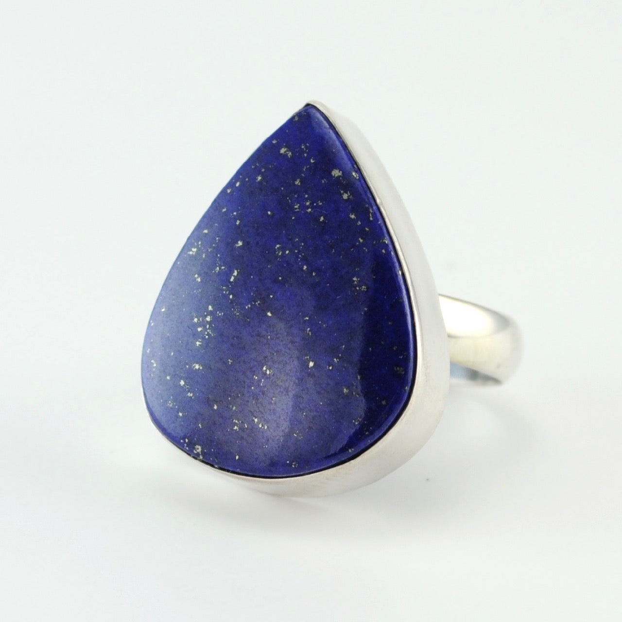 Silver Lapis Wide Tear Ring