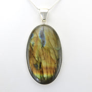 Alt View Silver Labradorite Large Oval Pendant