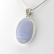 Silver Blue Lace Agate Oval Pendant