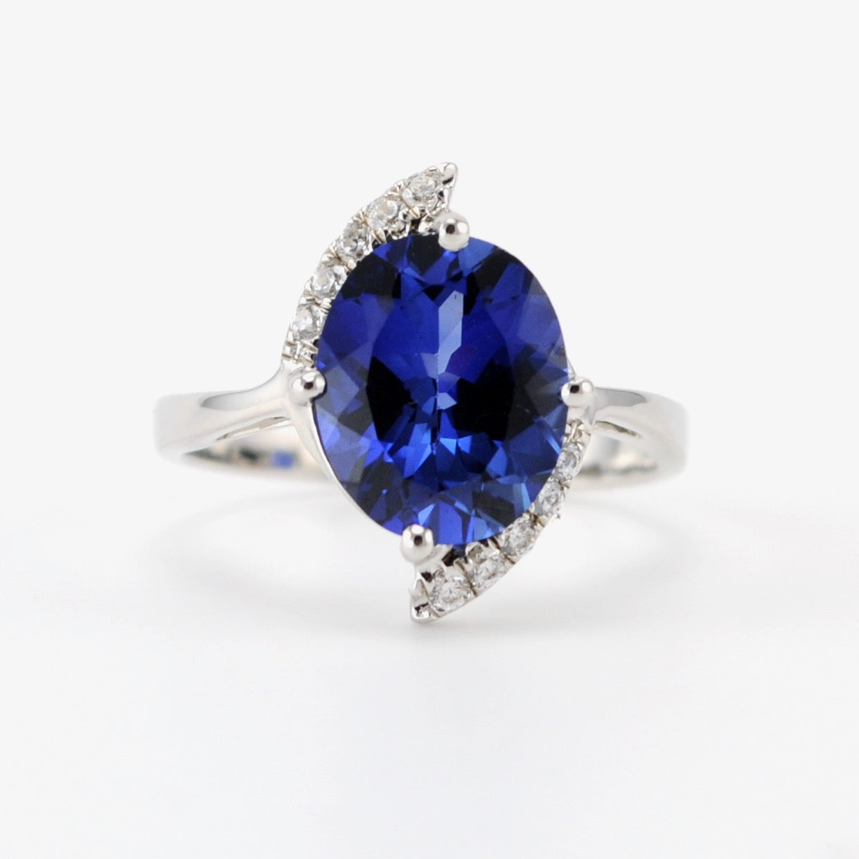Alt View Silver Created Sapphire 5.3ct CZ Ring