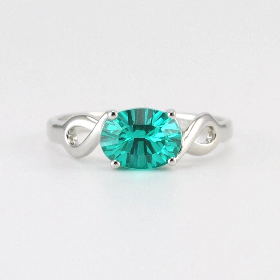 Silver Parieba Corundum 2.7ct Oval Ring Size 7