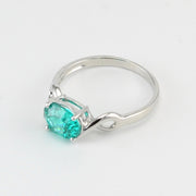 Side View Silver Parieba Corundum 2.7ct Oval Ring Size 7