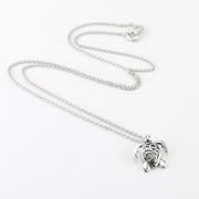 Silver Sea Turtle with Scrolls Necklace