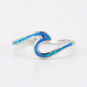 Alt View Silver Created Opal Wave Ring