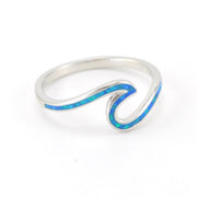 Silver Created Opal Wave Ring