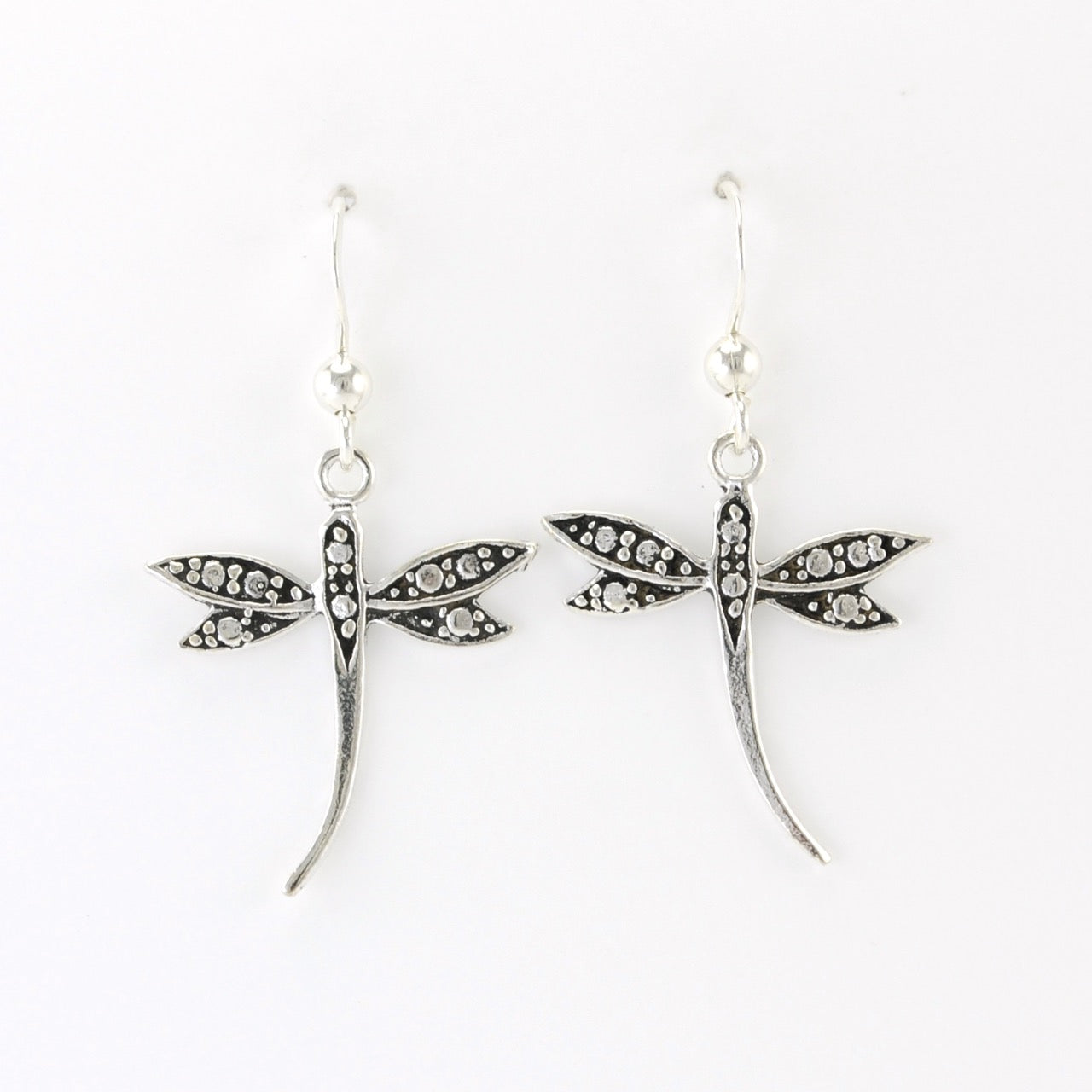 Alt View Sterling Silver Dragonfly Dangle Earrings