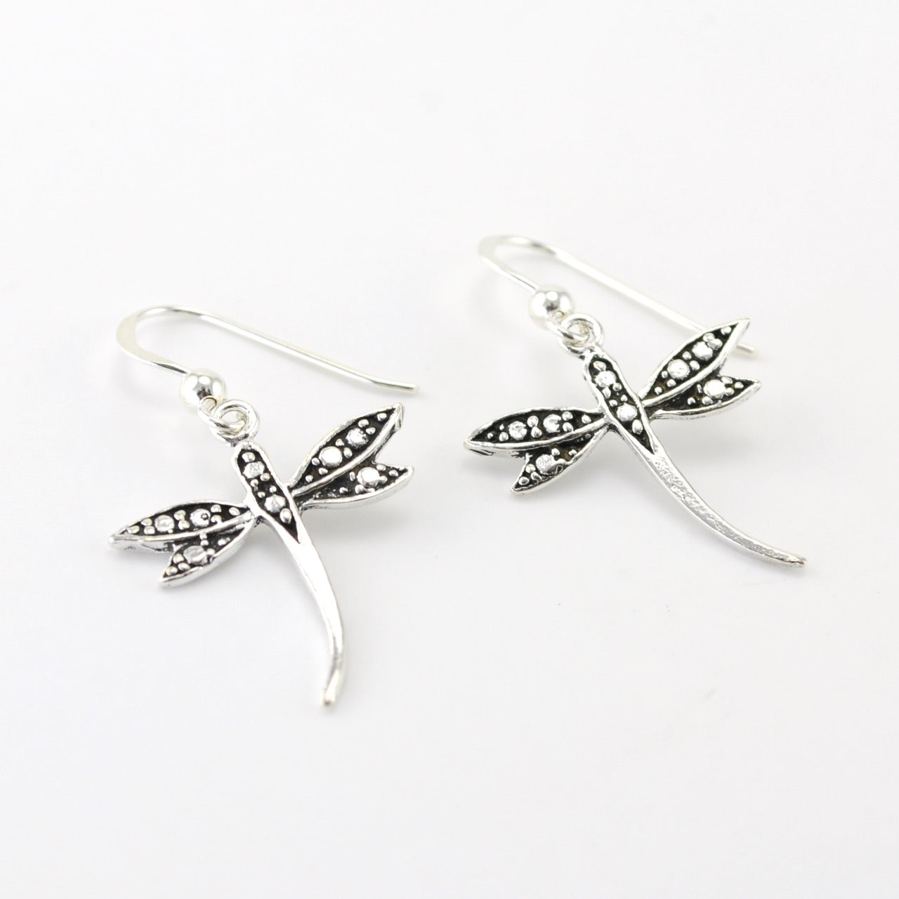 Sterling Silver Dragonfly Dangle Earrings