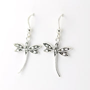 Alt View Sterling Silver Dragonfly Dangle Earrings