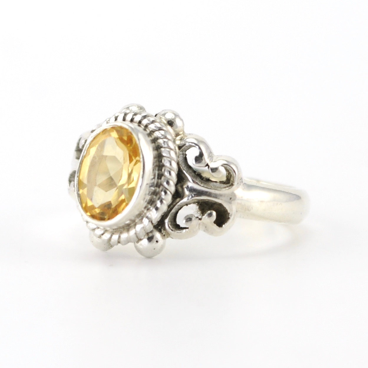 Silver Citrine 6x8mm Oval Ring