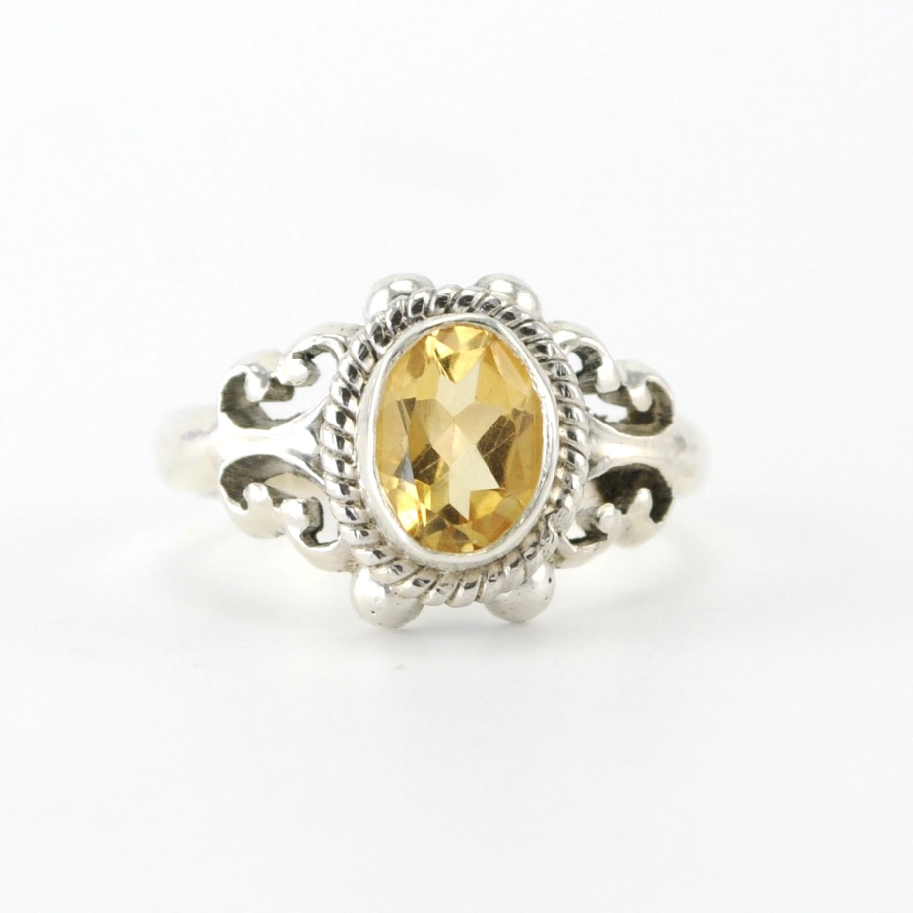 Alt View Silver Citrine 6x8mm Oval Ring
