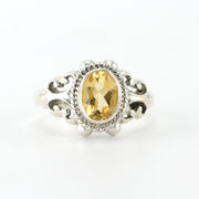 Alt View Silver Citrine 6x8mm Oval Ring