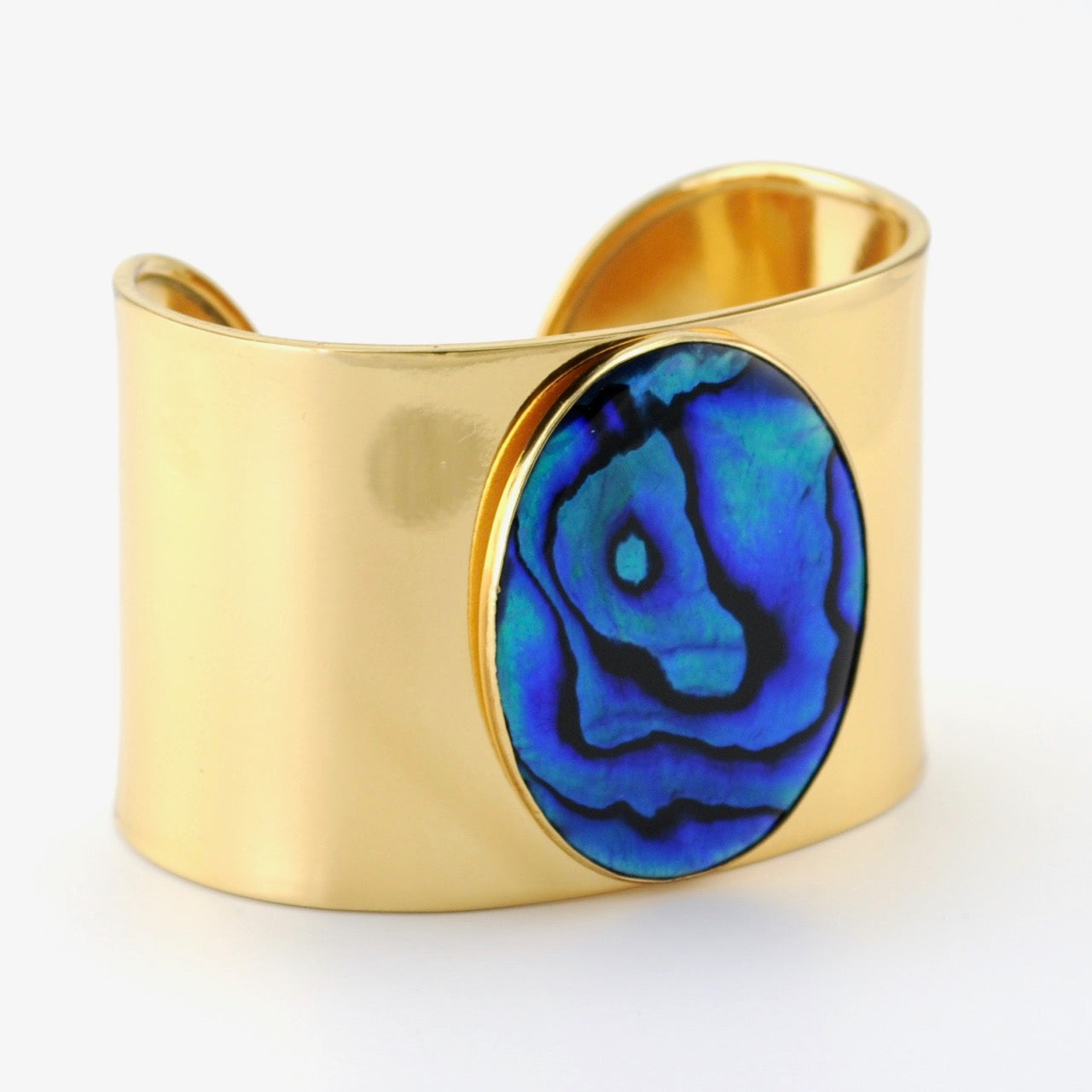 Alt View Alchemía Blue Abalone Oval Wide Cuff Bracelet