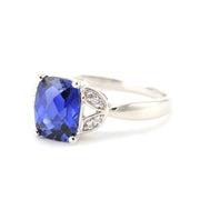 Side View Sterling Silver Created Sapphire 2.6ct Rectangle CZ Ring