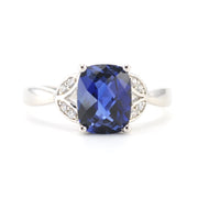 Sterling Silver Created Sapphire 2.6ct Rectangle CZ Ring