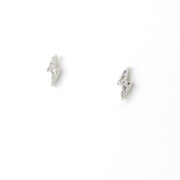 Silver CZ Thunderbolt Post Earrings
