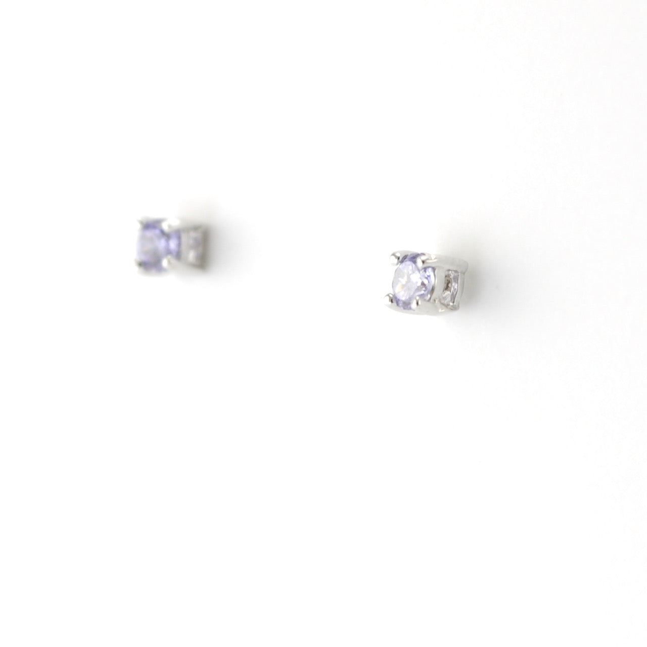 Silver CZ Lavender 3mm Post Earrings