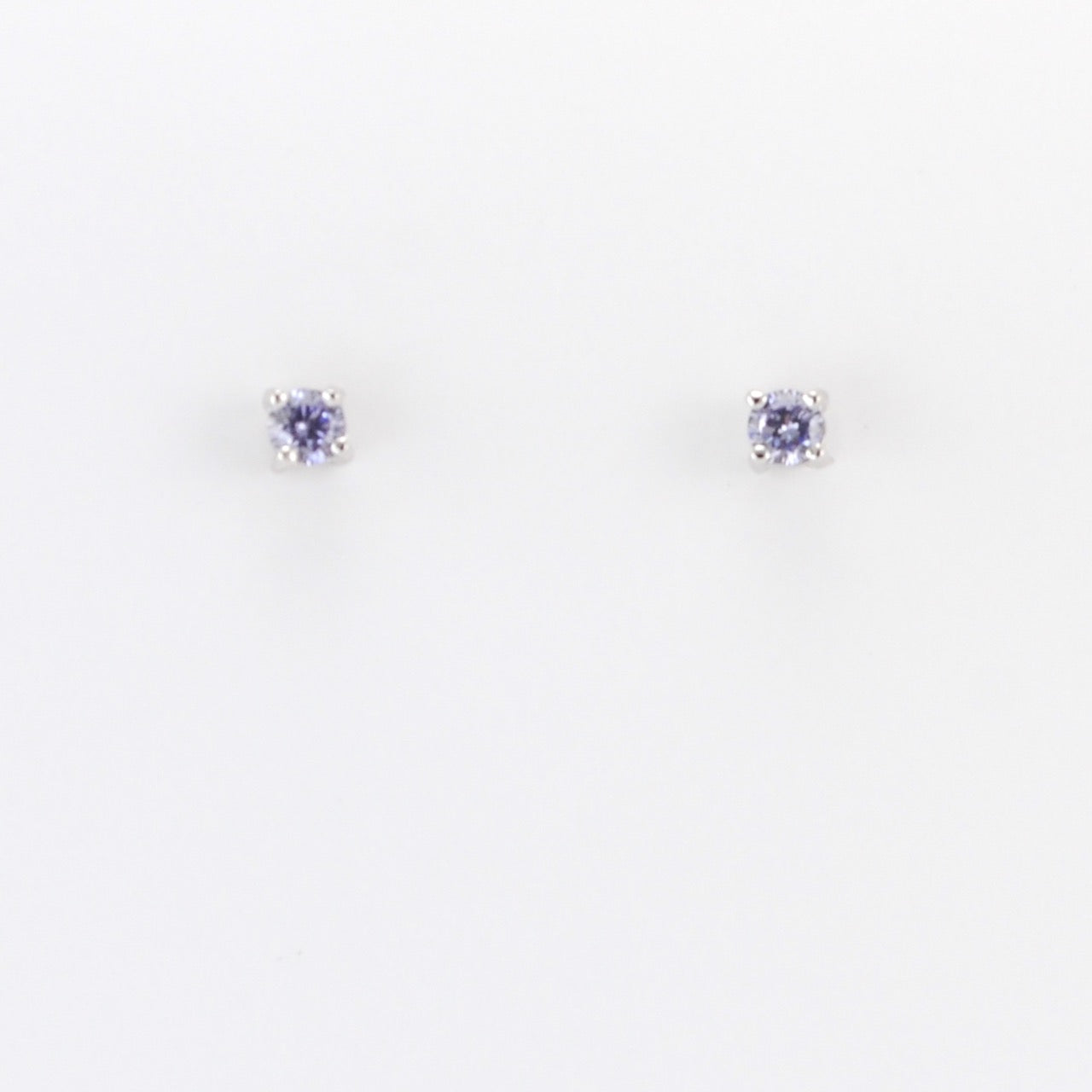 Alt View Silver CZ Lavender 3mm Post Earrings