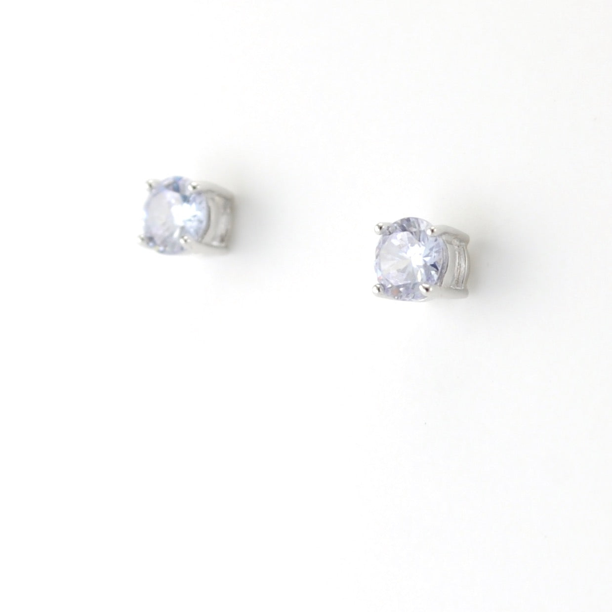 Silver CZ Lavender 5mm Post Earrings