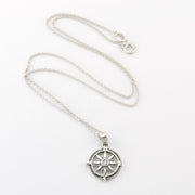 Overhead View Silver CZ Compass Necklace