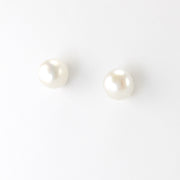 Silver White Pearl 8mm Post Earrings