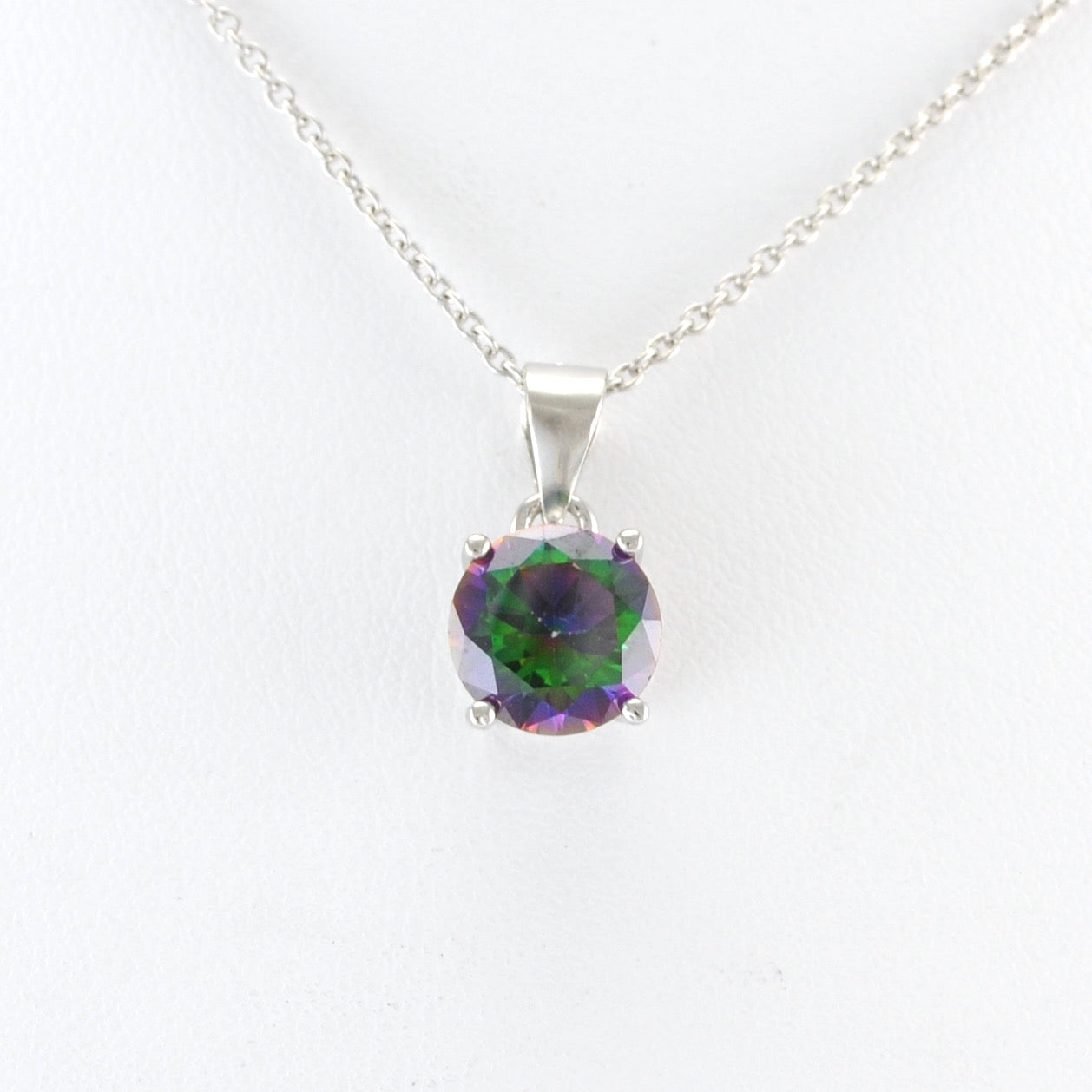 Alt View Sterling Silver Rainbow Topaz CZ Necklace