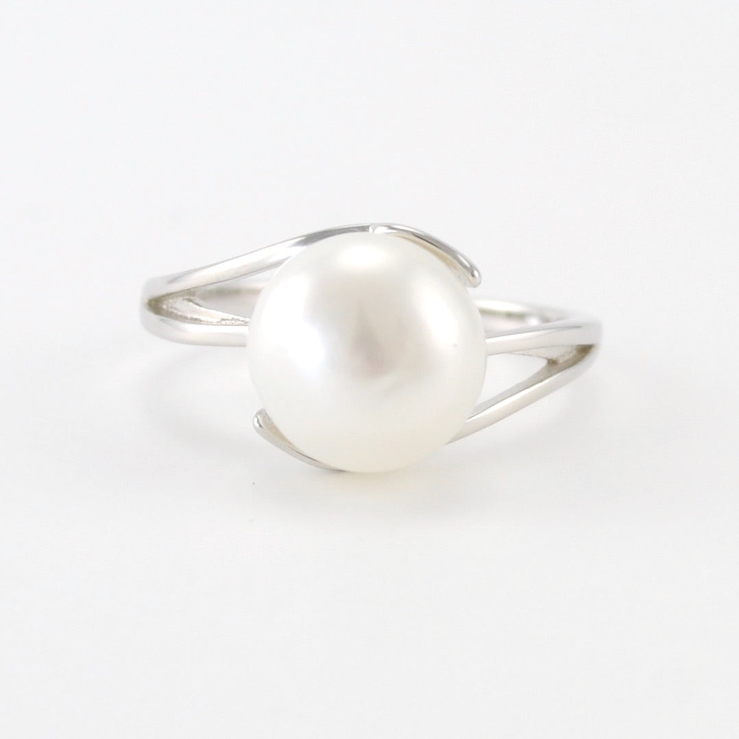 Silver Pearl Swirl Ring