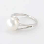 Side View Silver Pearl Swirl Ring