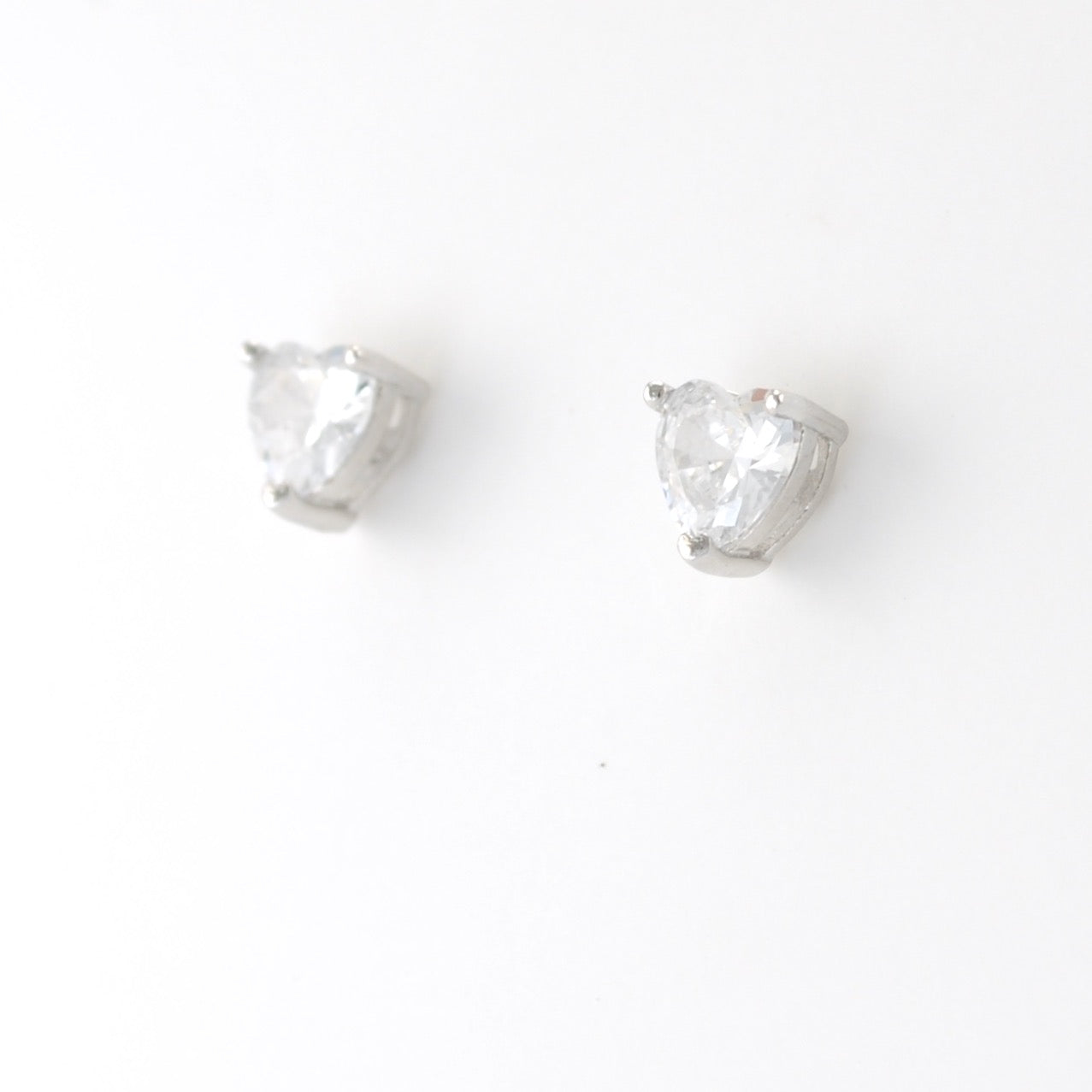 Alt View Silver CZ Heart Post EarringsSide View Silver CZ Heart Post Earrings