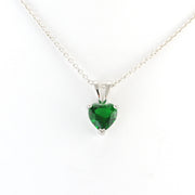 Alt View Silver Emerald CZ Heart Necklace