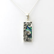 Silver Abalone Rect Small Wave Necklace