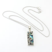 Alt View Silver Abalone Rect Small Wave Necklace