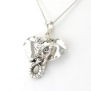 Alt View Sterling Silver Elephant Flower Small Pendant