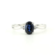 Silver Created Sapphire 1ct Oval CZ Ring