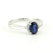 Alt View Silver Created Sapphire 1ct Oval CZ Ring