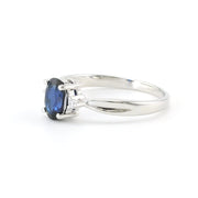 Side View Silver Created Sapphire 1ct Oval CZ Ring