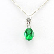 Alt View Sterling Silver Created Emerald 1ct Oval Necklace
