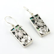 Alt View Silver Abalone Shells and Sea Turtle Rect Earrings