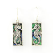 Alt View Silver Abalone Seahorse Rectangle Earrings