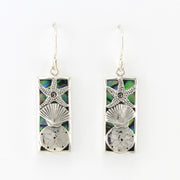 Alt View Silver Abalone Seashell Rectangle Earrings