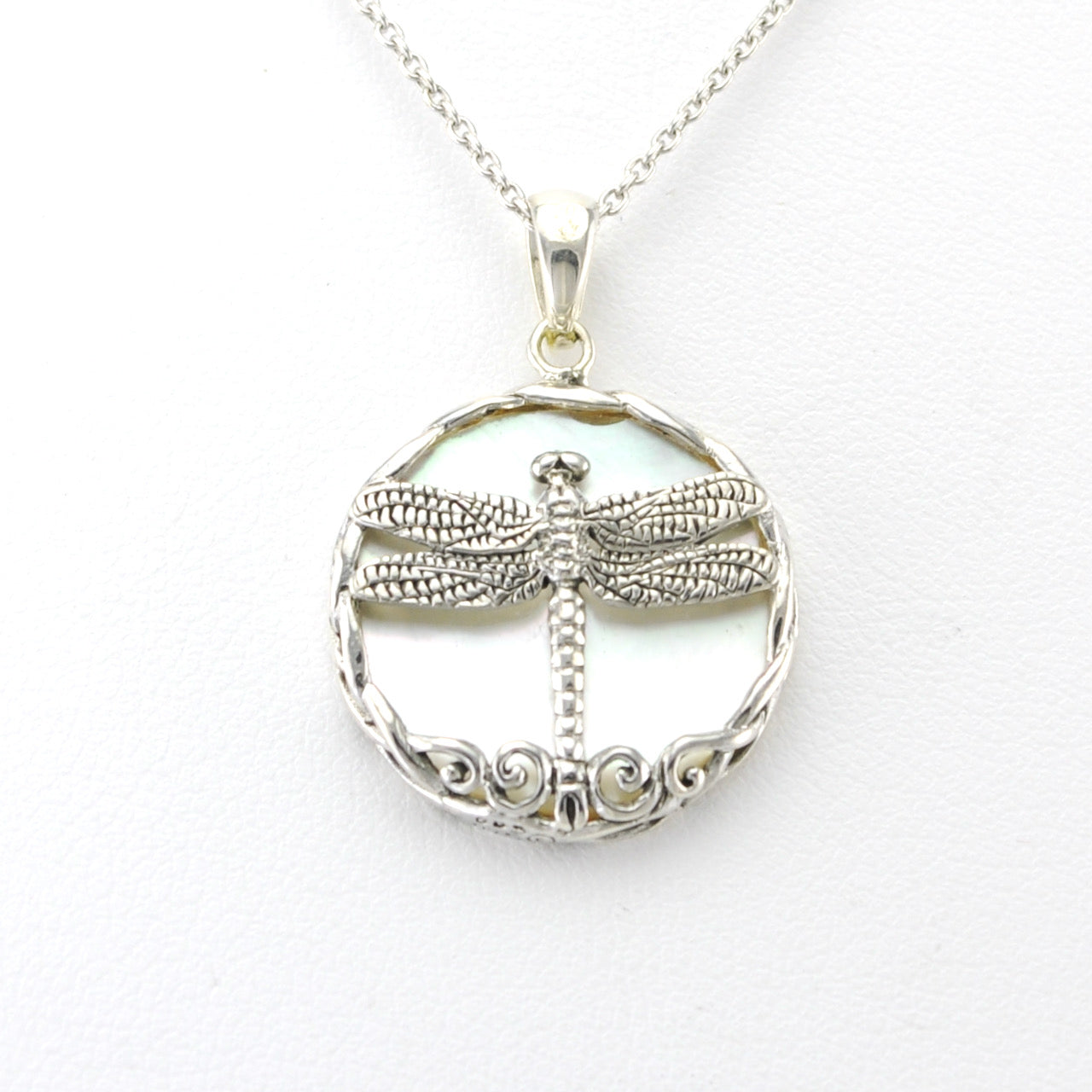 Silver Mother of Pearl Dragonfly Small Pendant