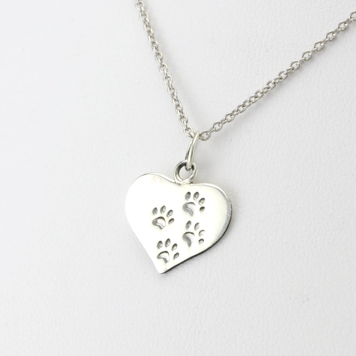 Silver Heart with Paws Necklace